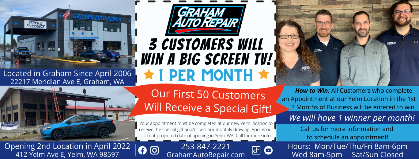 Graham Auto Repair is Located in Graham, WA and Yelm, WA
